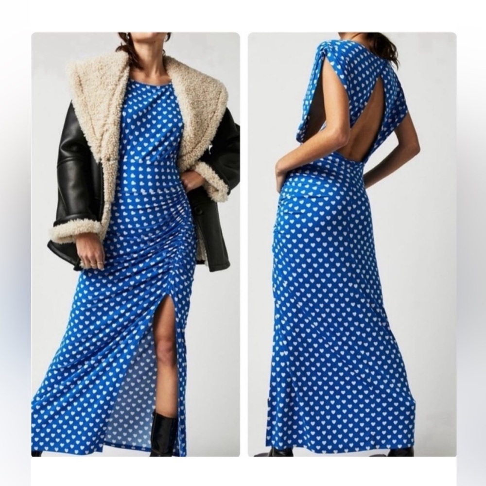 Free People Lakeside Black Dress with Heart Pattern - Picture 3 of 4